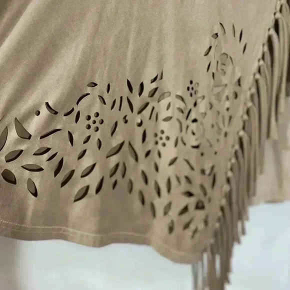 🎈Cartise women’s western cowgirl suede fringe soft tan shirt  size XL - Picture 8 of 9